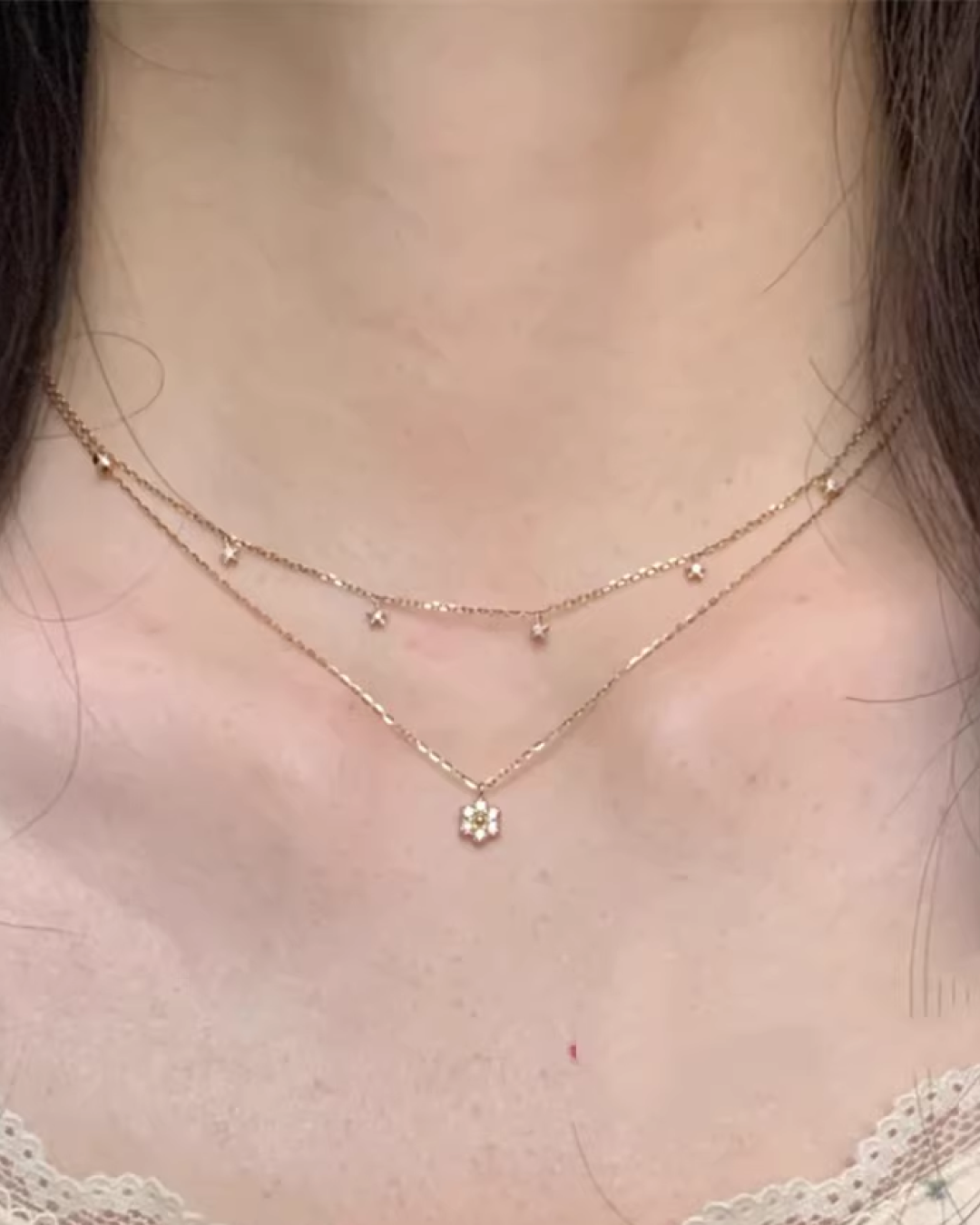 Double Chain Mini Charm Necklace AC0014