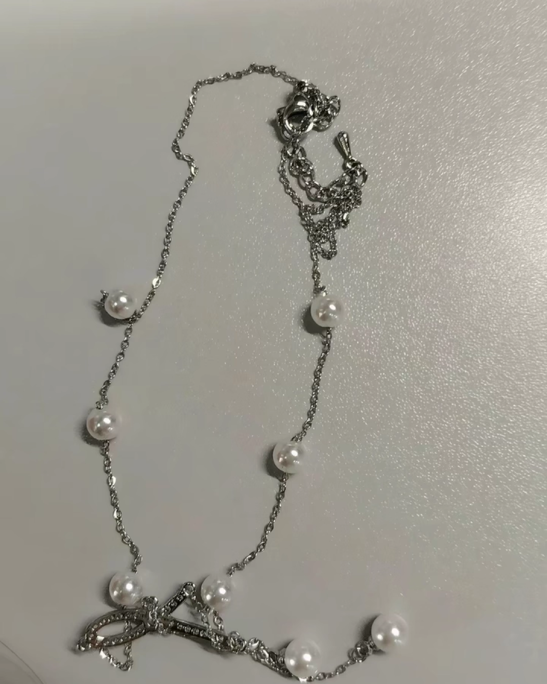 Silver Pearl Knot Necklace AC0036