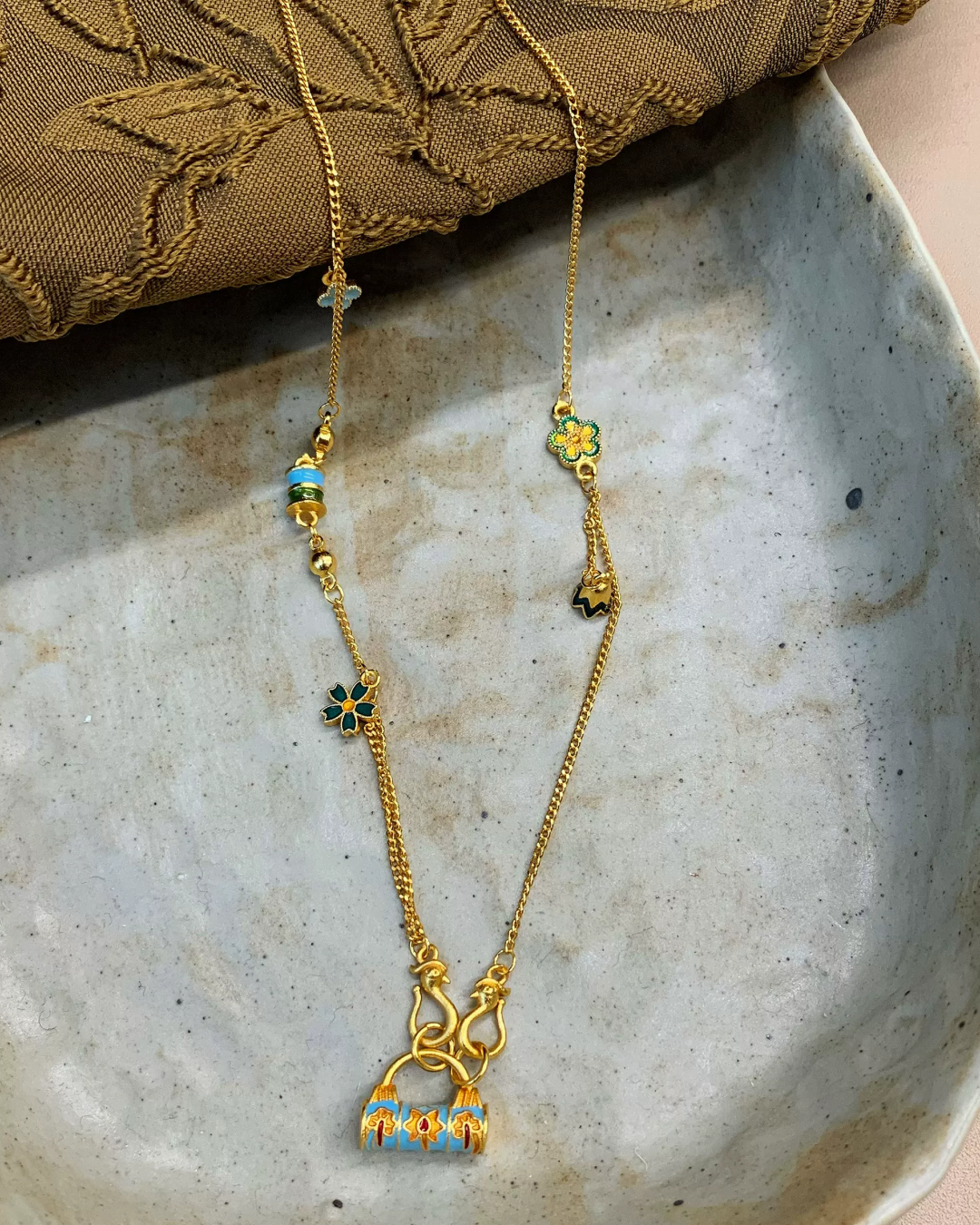 Gold Multi Charm Necklace AC0040