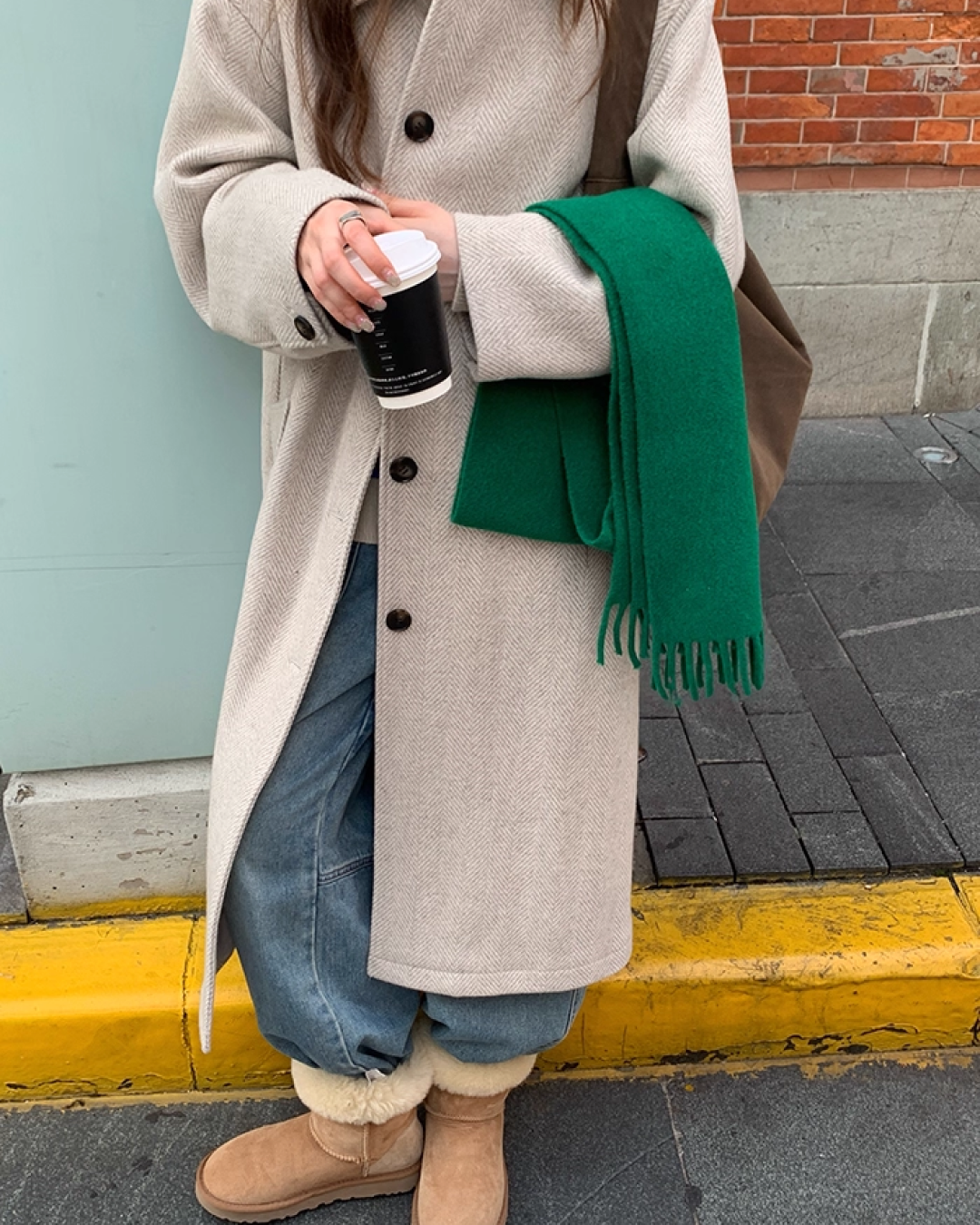 Long Herringbone Coat BU0076