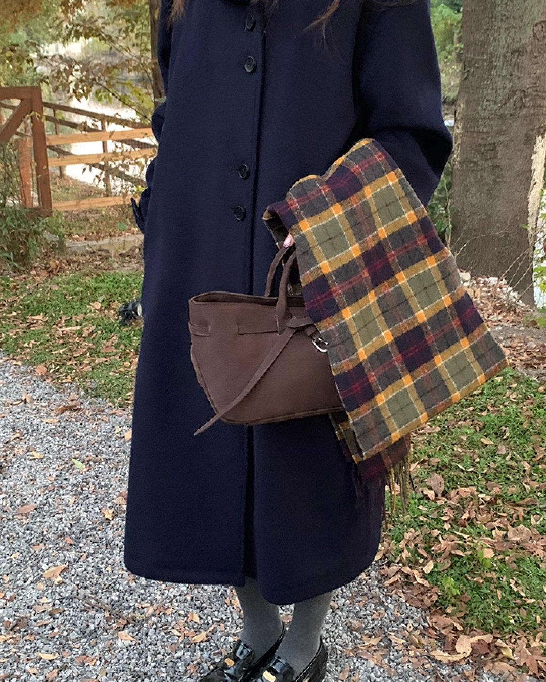 Navy Long Accent Button Coat BU0092