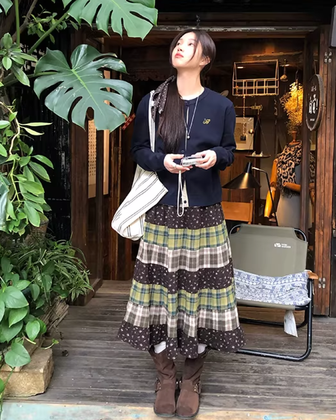 Retro Patchwork Long Skirt BU0132