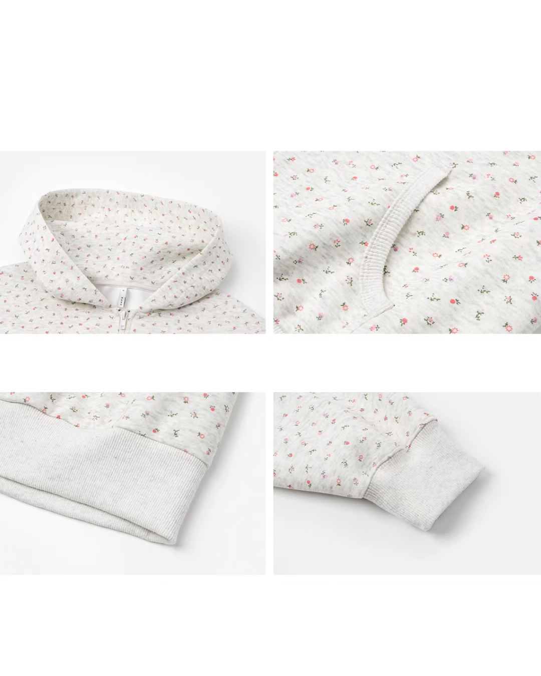 Flower Printed Zip Hoodie BU0177