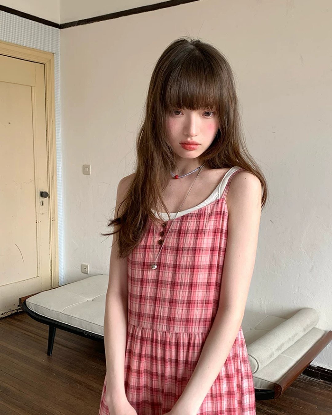 Plaid Pattern Long Dress BU0194