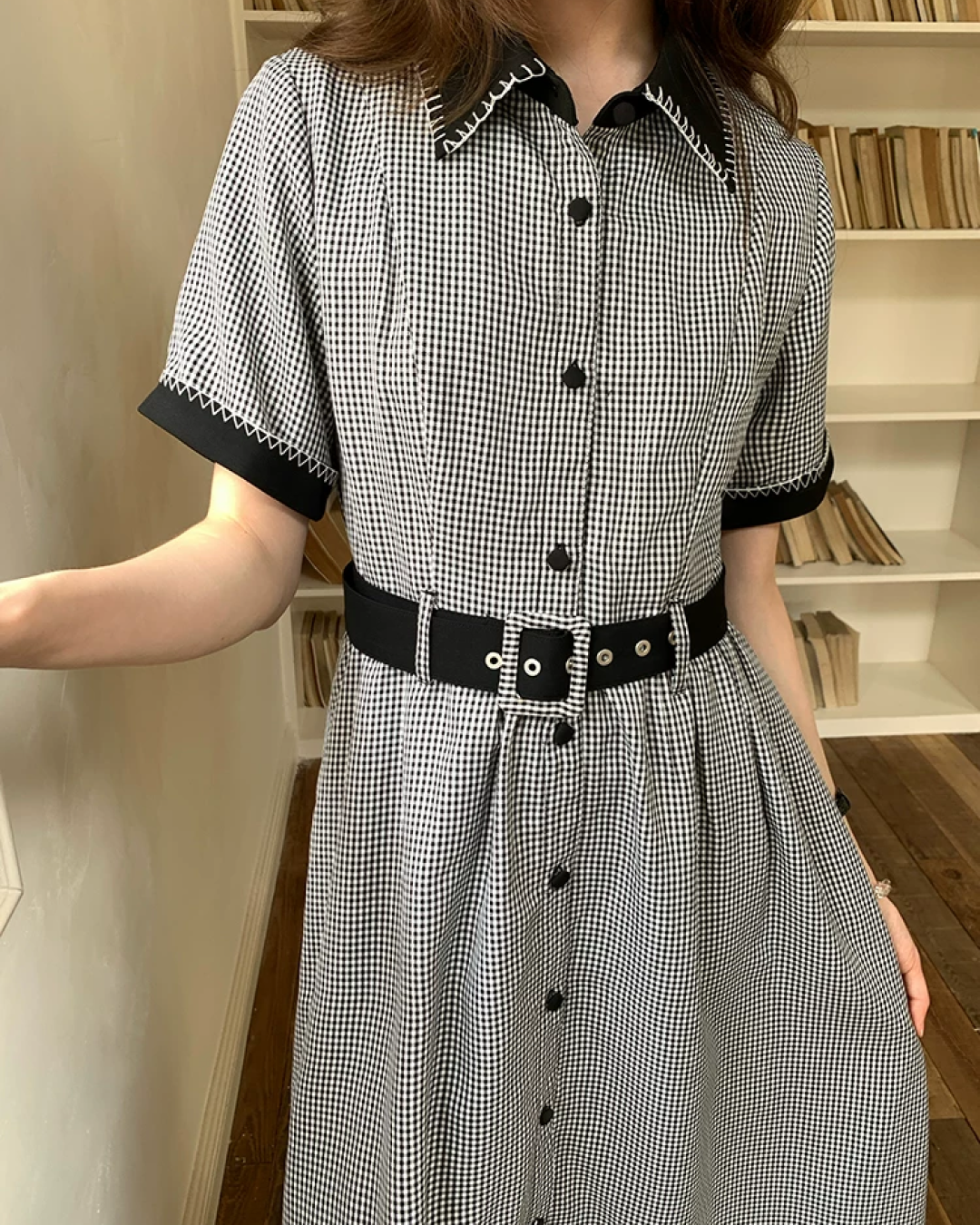Bicolor Stitch Shirt Dress BU0212