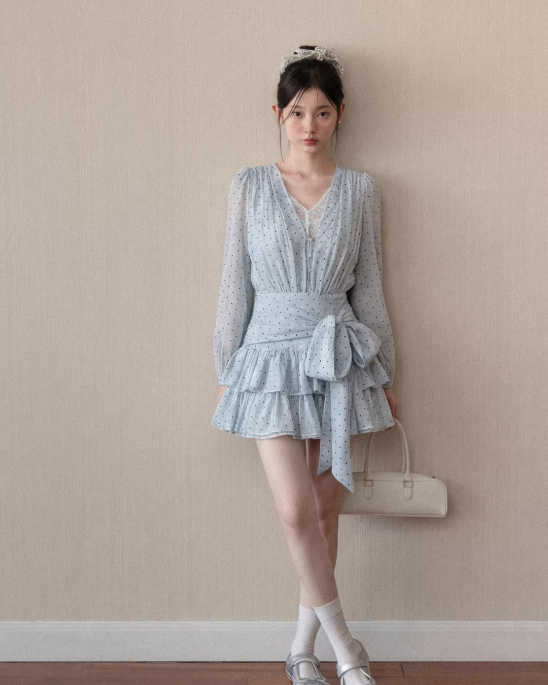 Polka Dot Blue Frolls Dress CA0019