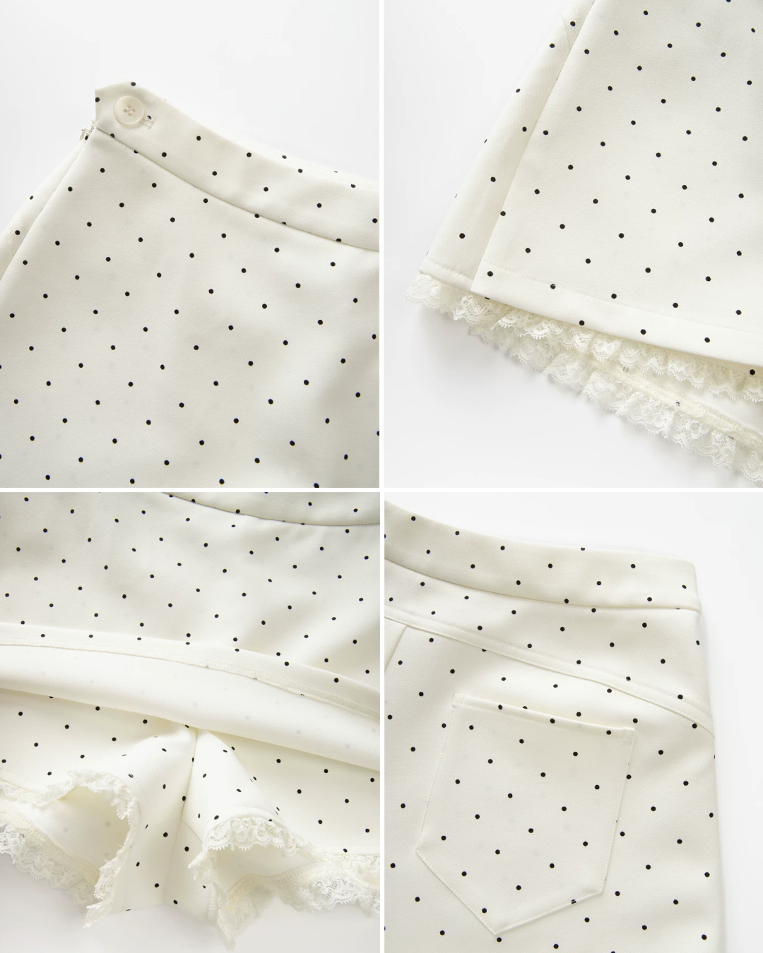 V-neck Button Blue Knit & Polka Dot Short Pant CA0041