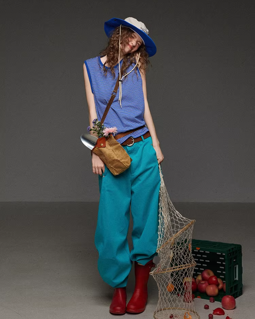 Sky Blue Studs Wide Pants LG0042