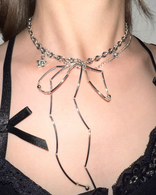 Big Ribbon Silver Necklace AC0001