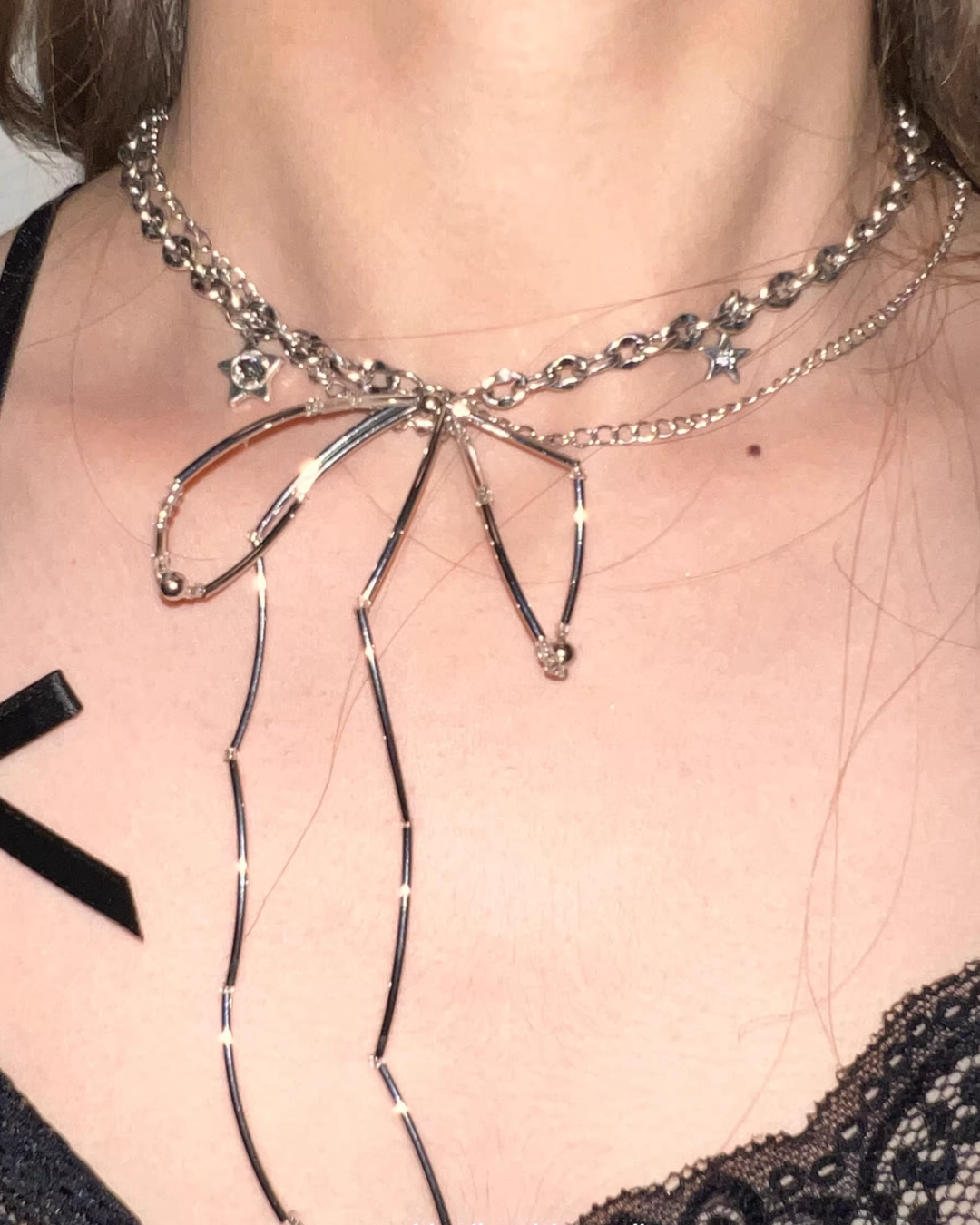 Big Ribbon Silver Necklace AC0001