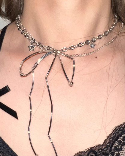 Big Ribbon Silver Necklace AC0001