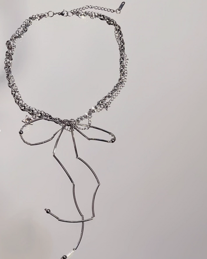 Big Ribbon Silver Necklace AC0001