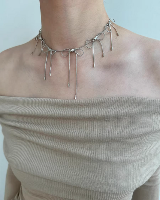 Mulch Ribbon Silver Necklace AC0002