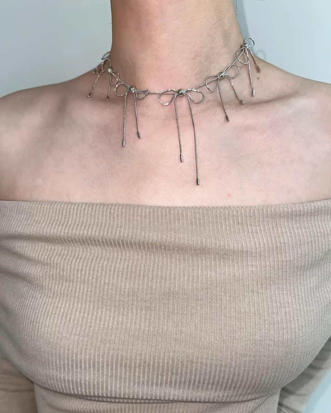 Mulch Ribbon Silver Necklace AC0002