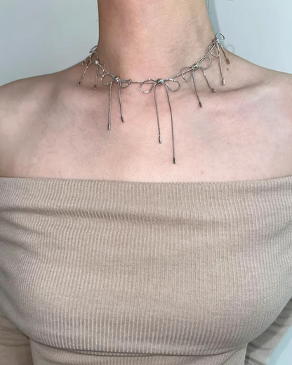 Mulch Ribbon Silver Necklace AC0002
