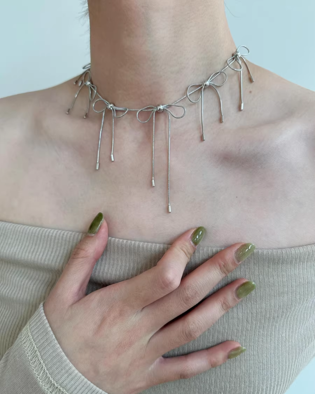 Mulch Ribbon Silver Necklace AC0002