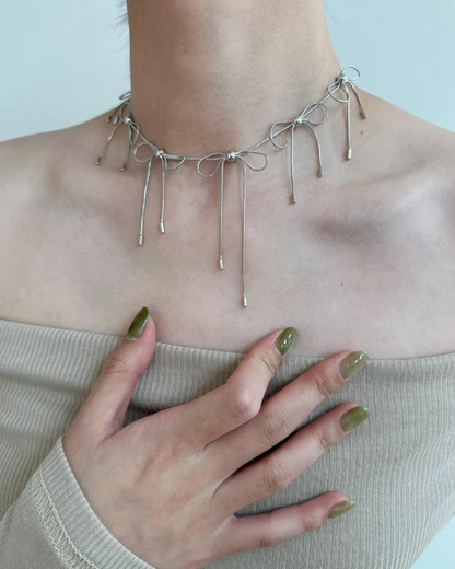 Mulch Ribbon Silver Necklace AC0002