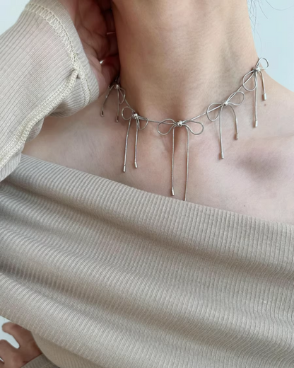 Mulch Ribbon Silver Necklace AC0002
