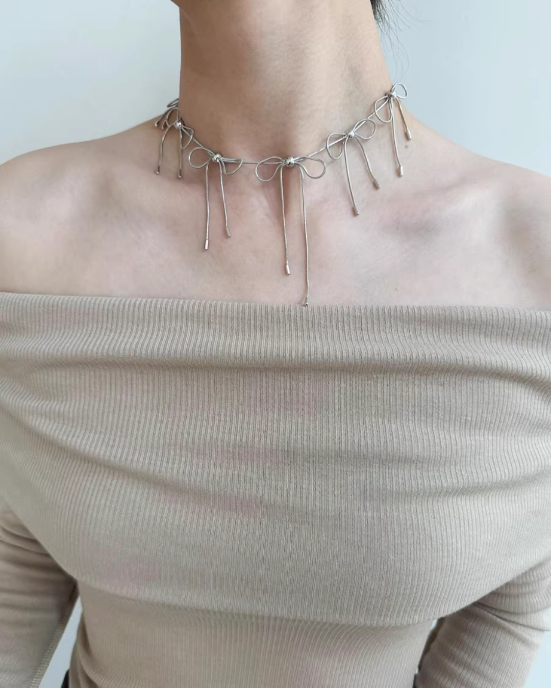 Mulch Ribbon Silver Necklace AC0002