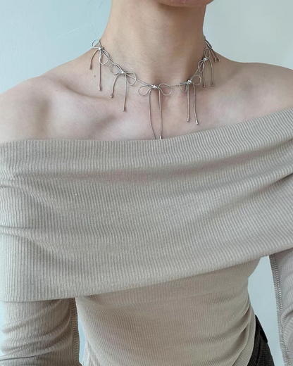 Mulch Ribbon Silver Necklace AC0002