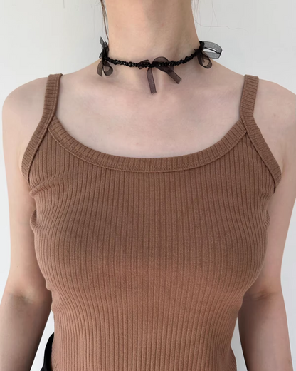 Lace Ribbon Black Necklace AC0005