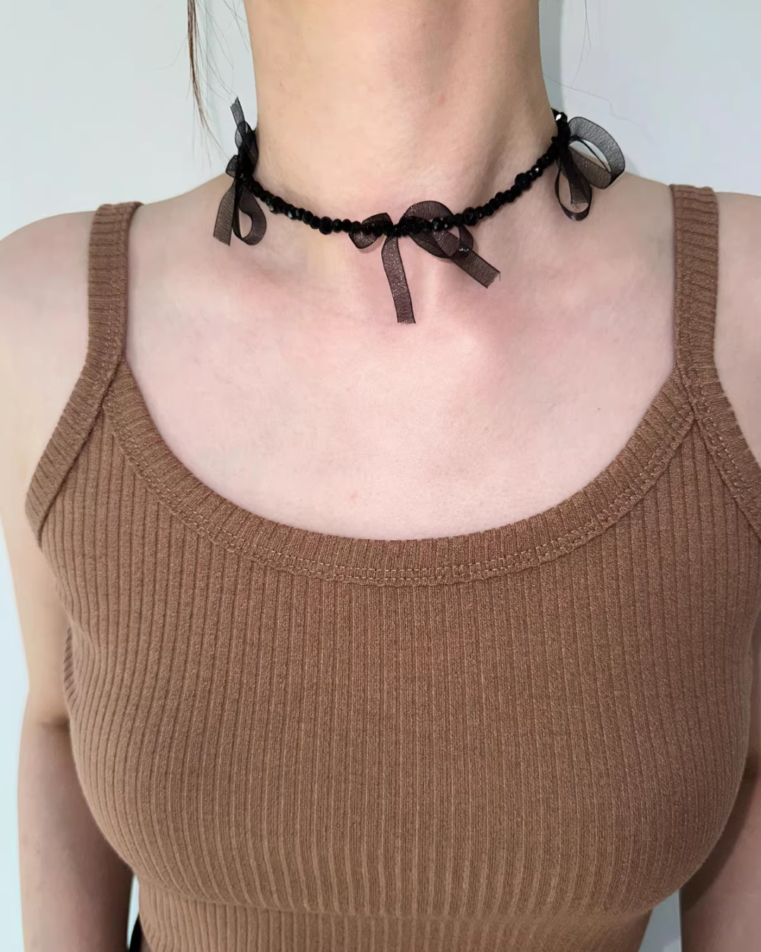 Lace Ribbon Black Necklace AC0005