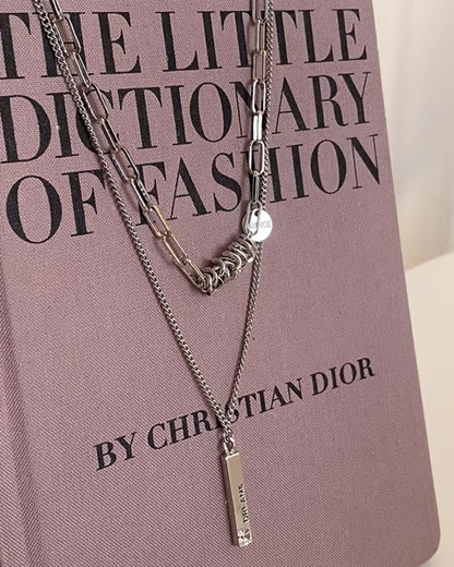 Double Silver Charm Necklace AC0006