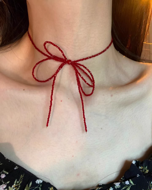 Red Ribbon Design Necklace AC0007