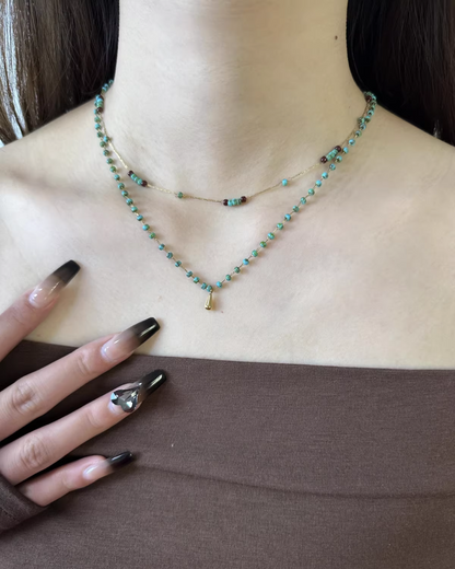 Double Blue Stone Necklace AC0008