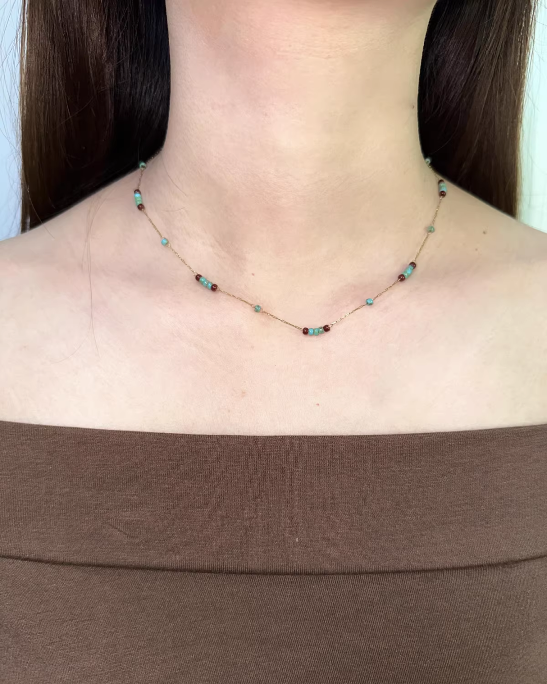 Double Blue Stone Necklace AC0008