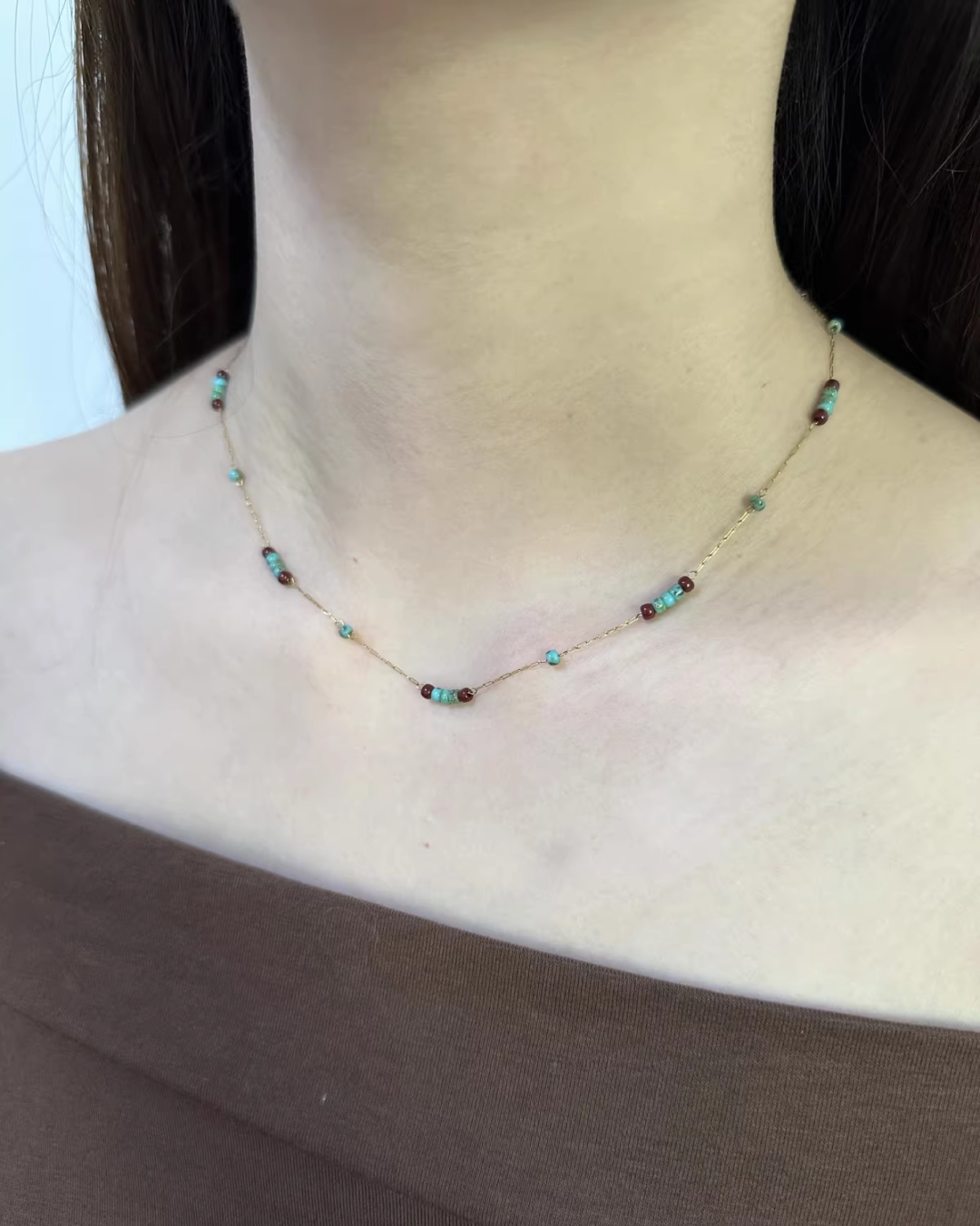Double Blue Stone Necklace AC0008