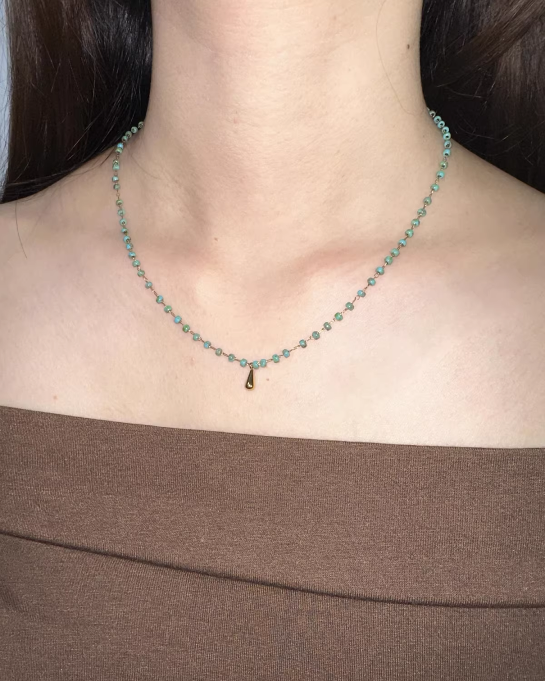Double Blue Stone Necklace AC0008