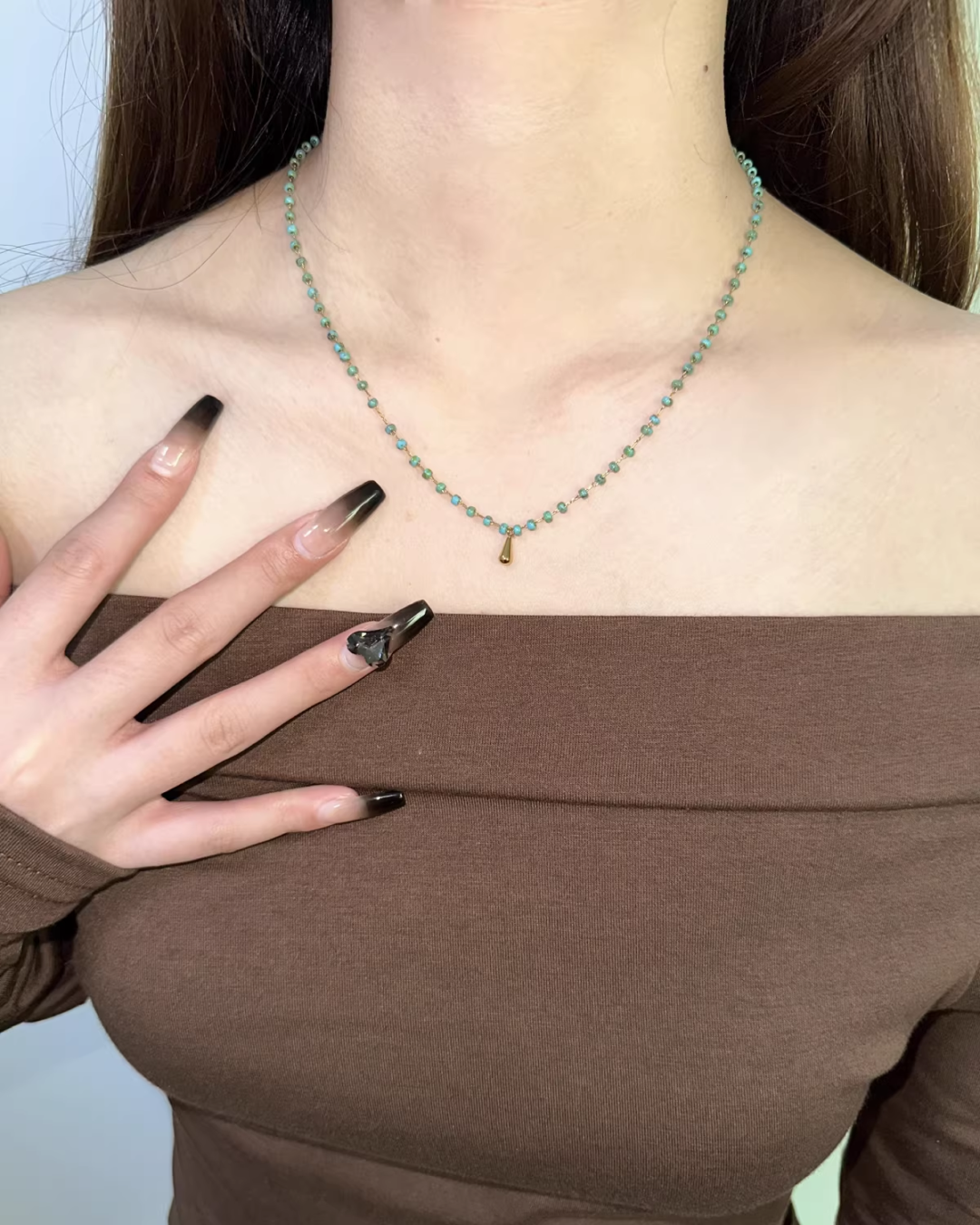 Double Blue Stone Necklace AC0008