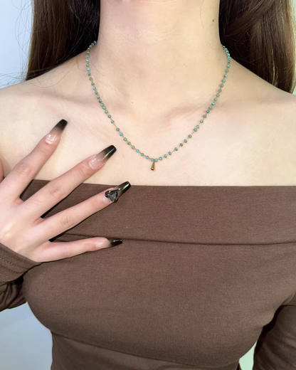 Double Blue Stone Necklace AC0008