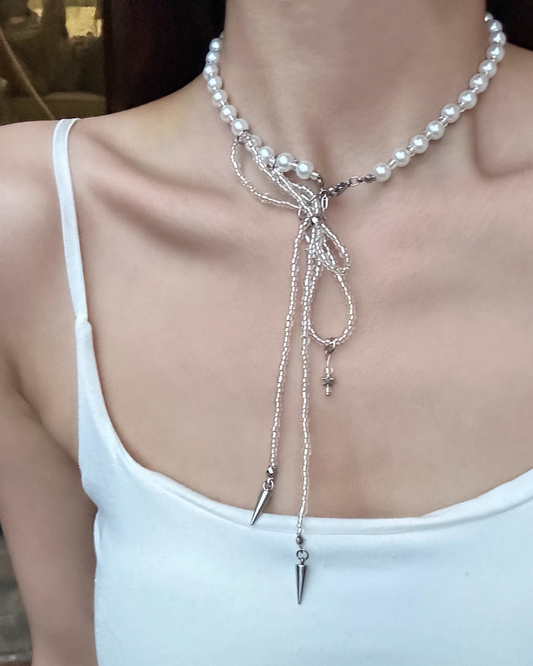 Pearl Ribbon Design Necklace AC0011