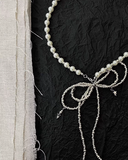 Pearl Ribbon Design Necklace AC0011