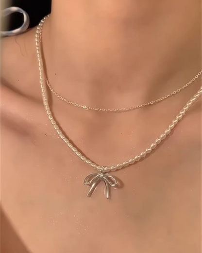 Pearl Design Double Chain Necklace AC0016