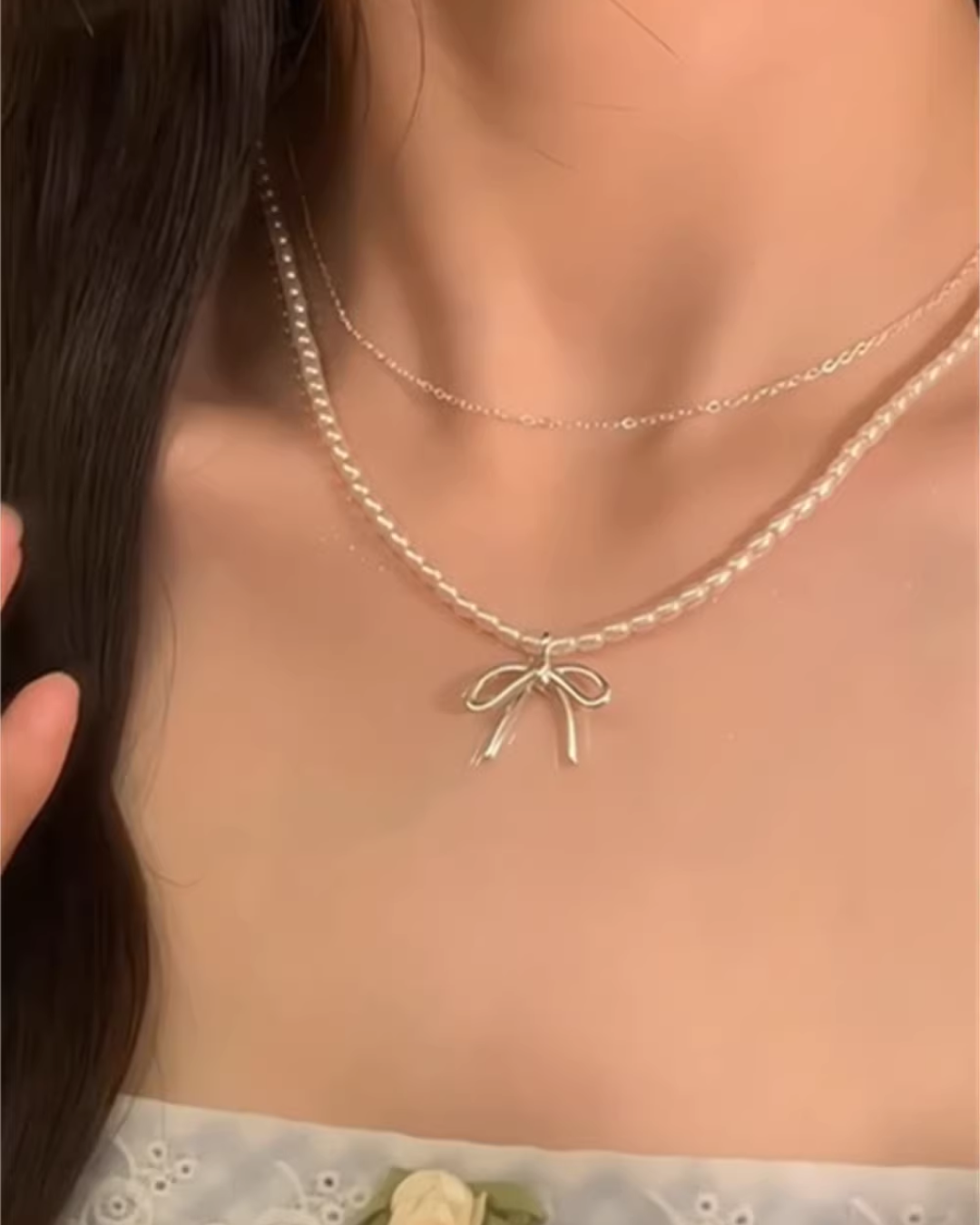 Pearl Design Double Chain Necklace AC0016