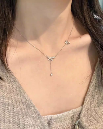 Silver Mini Ribbon Charm Necklace AC0018
