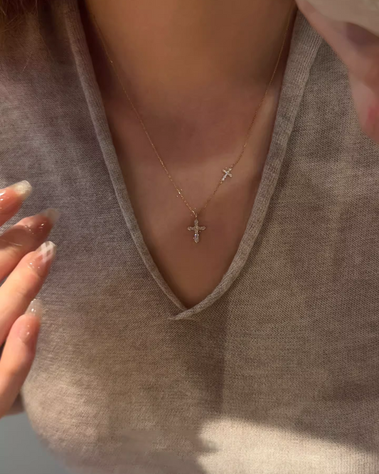 Double Mini Cross Charm Necklace AC0019