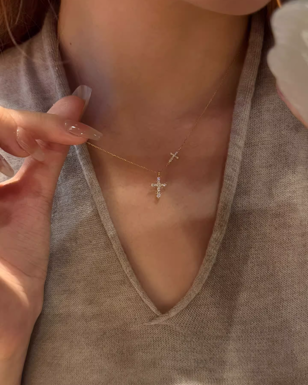 Double Mini Cross Charm Necklace AC0019