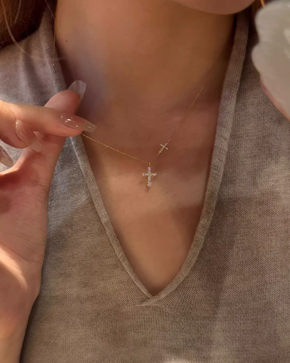 Double Mini Cross Charm Necklace AC0019
