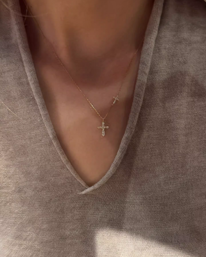Double Mini Cross Charm Necklace AC0019