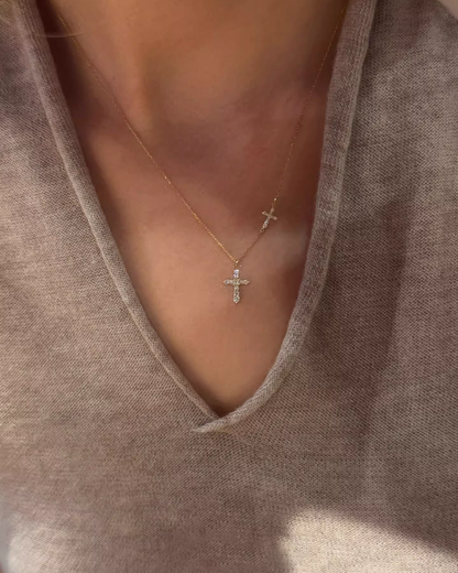 Double Mini Cross Charm Necklace AC0019