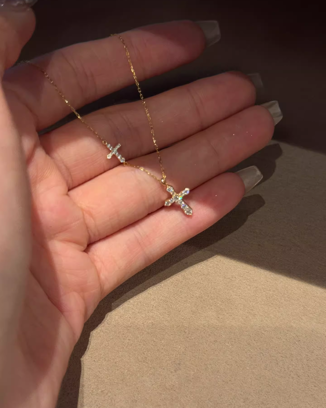 Double Mini Cross Charm Necklace AC0019