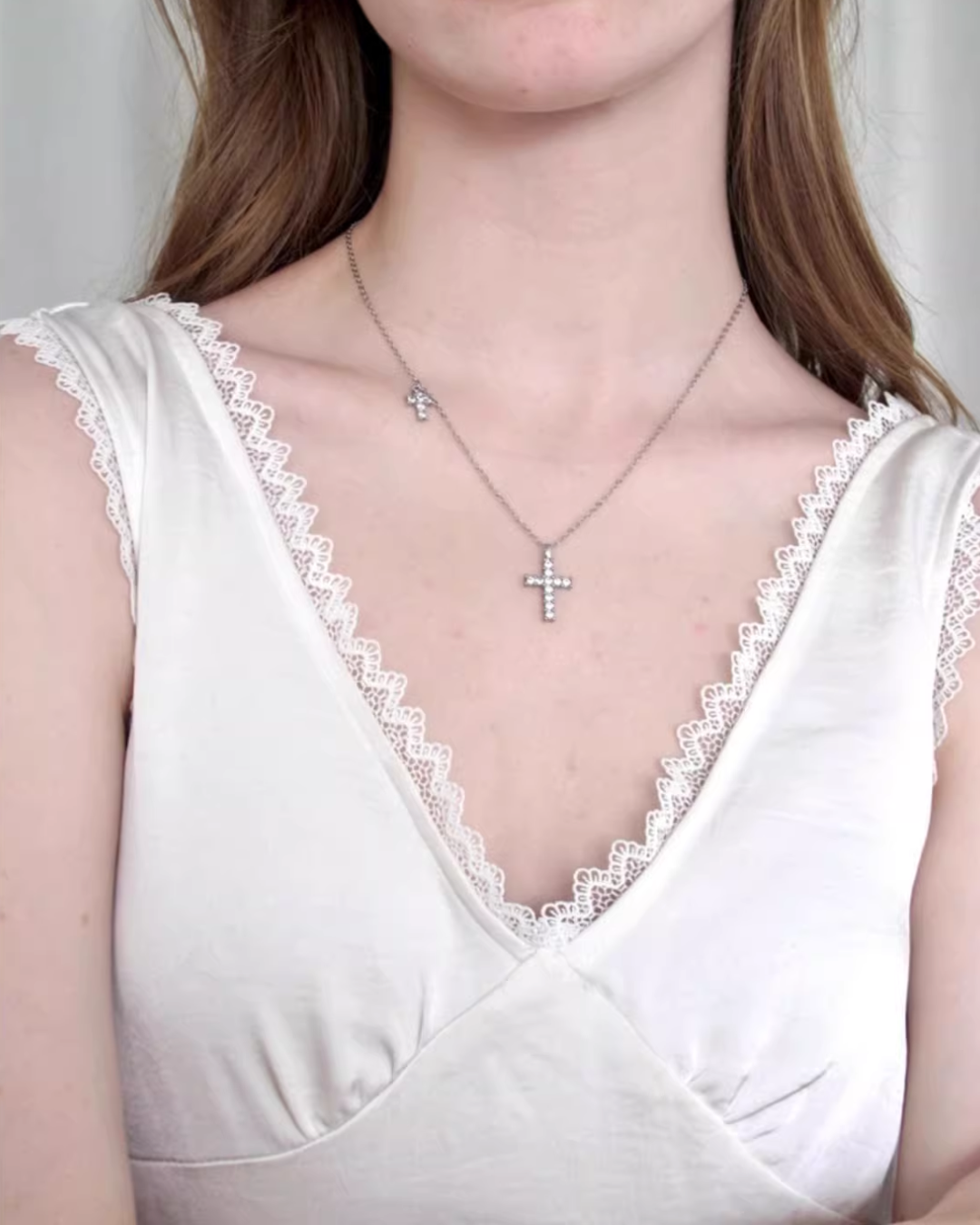 Double Mini Cross Charm Necklace AC0023