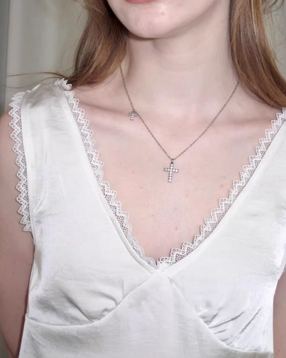 Double Mini Cross Charm Necklace AC0023