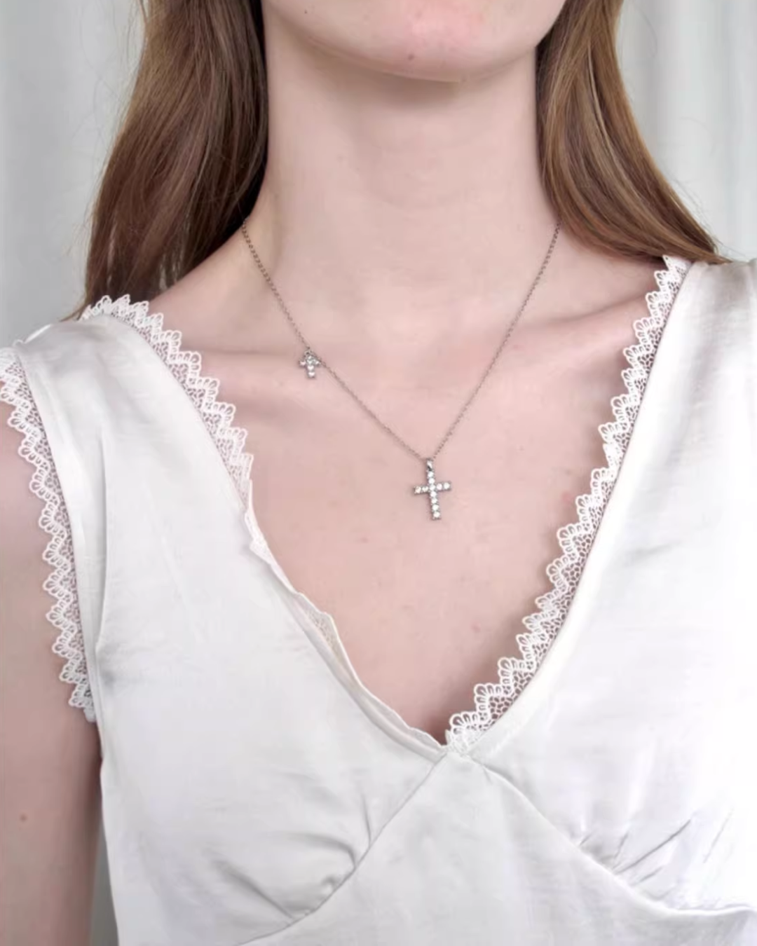 Double Mini Cross Charm Necklace AC0023