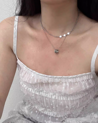 Double Chain Multi Charm Necklace AC0025