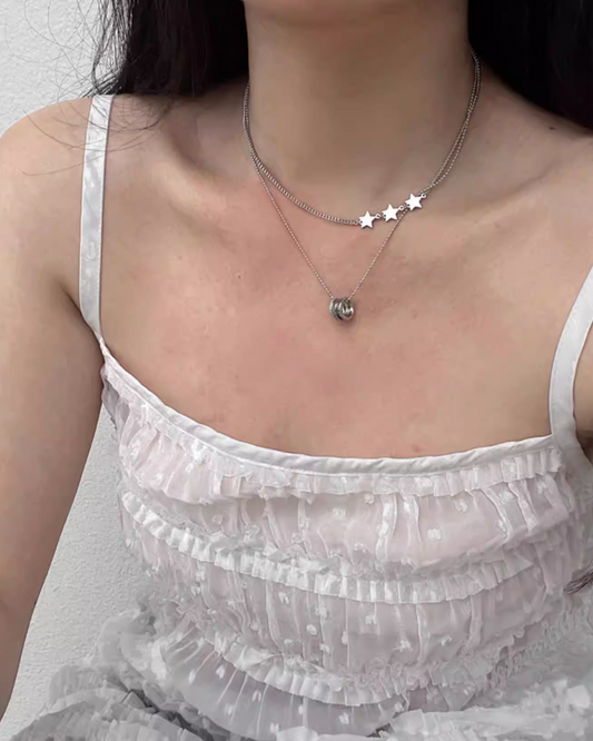 Double Chain Multi Charm Necklace AC0025